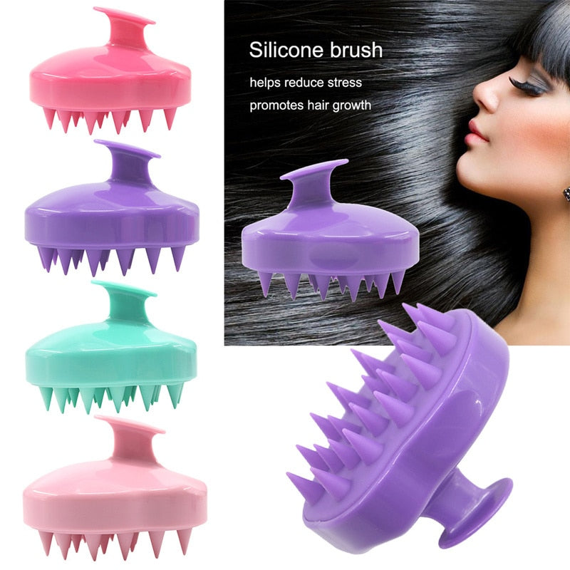 Handheld 5 Colors Silicone Scalp Shampoo Massage Brush Washing Shower Head Hair Comb Mini Head Meridian Massage Wide Tooth Comb