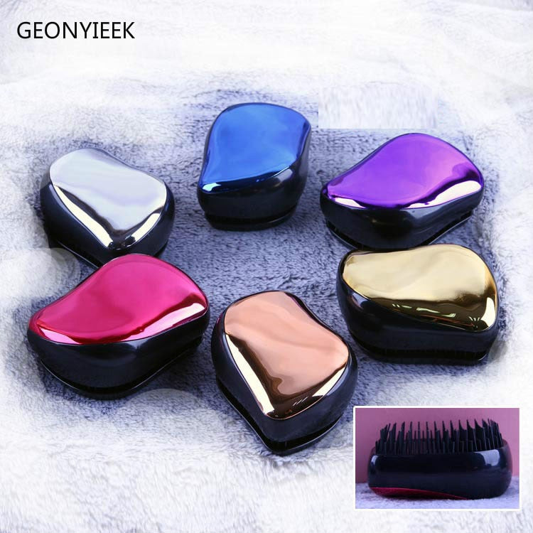 1pc Magic comb Anti-static Hair Brush Handle Tangle Detanglinglice lice Comb Electroplate Massage Comb Salon Hair Styling Tool