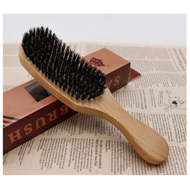 1pcs Wood handle Anti-static Hair Brush Comb Styling Tools Bristle Wave Brush Hair Comb Hair Beard Comb Large Curved Comb Women