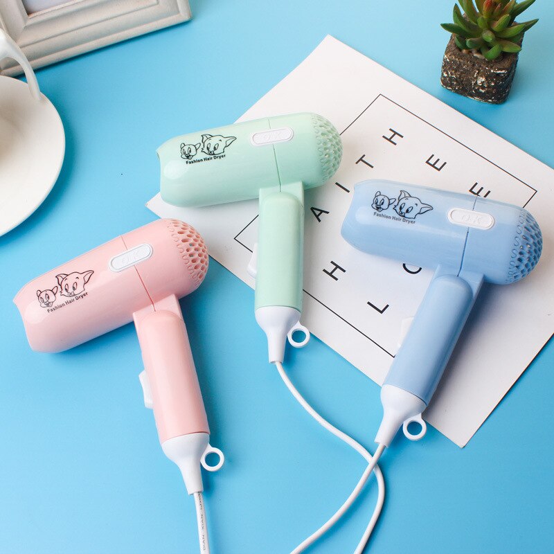 Mini Folding Cartoon Hair Dryer Students Dormitory Small Power Blow Dryer Travel Portable Two Gear Small Appliances