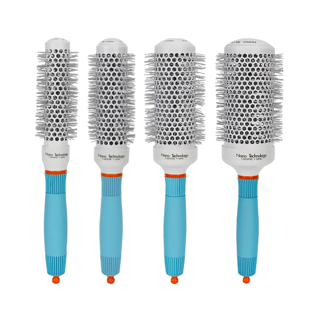 2019 Professional Round Blue Hair Brush Ceramic Ion Hairbrush Comb Fashion Salon Hair Styling Tools