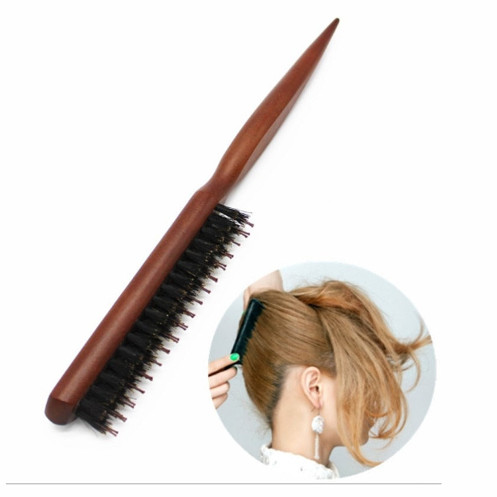 High Quality Wood Handle Natural Boar Bristle Hair Brush Fluffy Comb Hairdressing Barber Hair Styling Tools